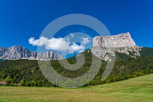 Mont Aiguille in the French Vercors mountains in France