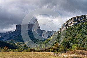 Mont Aiguille near Clelles in the French Vercors mountains in France