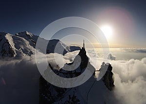 Mont Blanc and the Aiguille du Midi at Sunset in Chamonix, France photo