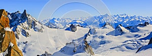 Mont Blanc and Chamonix, view from Aiguille du Midi