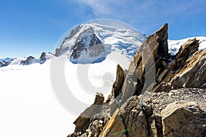 Mont Blanc du Tacul mountain peak view