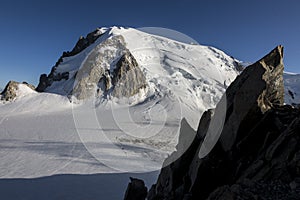 Mont-blanc du Tacul view from The Cosmiques Hut in the French Alps, Chamonix-Mont-Blanc, France