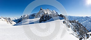 Mont Blanc, France: winter panorama on Geant Glacier and Valle B