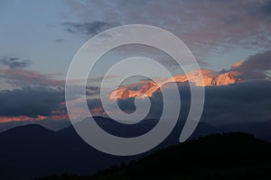 Mont Blanc massif at sunset