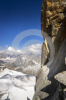 Mont-Blanc massif : VallÃ©e Blanche, Mer de Glace and TalÃ¨fre glacier in the background, view from l`Aiguille du Midi - Chamonix