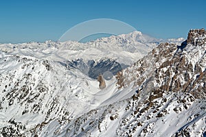 The Mont-Blanc from Mont Vallon, 3 Valleys, France