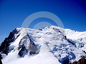 Mont Blanc mountain massif. Snow Mountain Peak Landscape 4810 m altitude