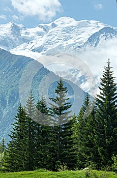 Mont Blanc mountain massif (view from Plaine Joux outskirts)