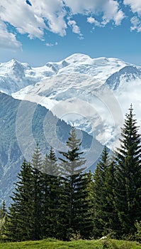 Mont Blanc mountain massif (view from Plaine Joux outskirts