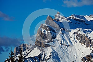 Mont Blanc mountain peak Aiguille du Midi in the French Alps