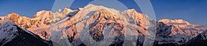 Mont Blanc mountain range at sunset. Chamonix, Haute-Sa