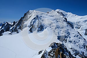 Mont Blanc mountain seen from Aiguille du midi
