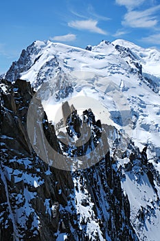 Mont Blanc mountain seen from Aiguille du midi