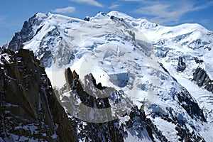 Mont Blanc mountain seen from Aiguille du midi