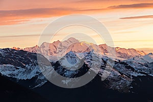 Mont Blanc mountain at sunset