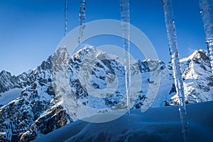 Mont Blanc peak breathtaking view from Courmayeur Italy