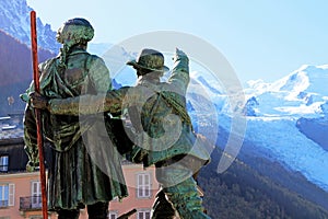 Mont Blanc summit First Ascent Chamonix monument Mountain Conquest history photo
