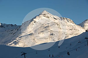 Mont du Vallon meribel sunset view snowy mountain 3 vallees