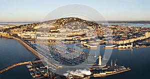 Mont Saint Clair and the city of SÃ¨te in Occitanie, in south of France