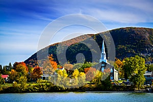 Mont-Saint-Hilaire Quebec mountain in autumn