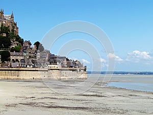 Mont Saint Michel abbey and city on the island.