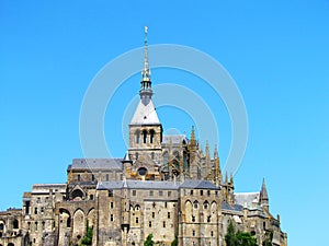 Mont Saint Michel abbey and city on the island