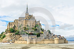 Mont Saint Michel abbey on the island, Normandy, Northern France, Europe