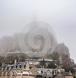 Mont Saint-Michel,which was wrapped in fog