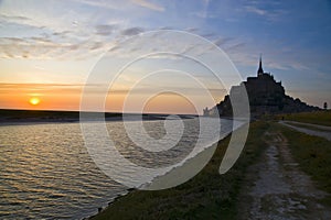 Mont San Michel in sunset