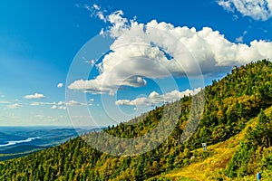 Mont Tremblant, beautiful national park, Canadian forests and mounts, Lac Tremblant Lake, Quebec, Canada