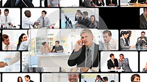 Montage of business people communicating