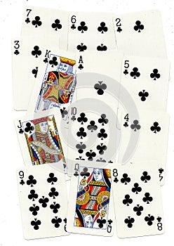 A montage of clubs playing cards.