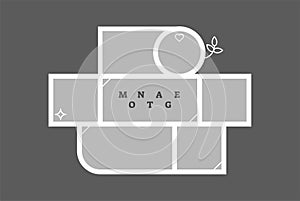 Montage collage photo frame decorative composition blank template, vector design.