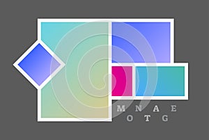 Montage collage photo frame decorative composition blank template, vector design.