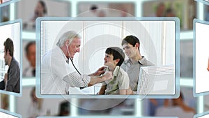 Montage of different kinds of medical examinations