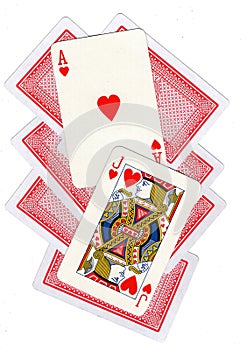 A montage of playing cards with a jack and ace of hearts revealed.