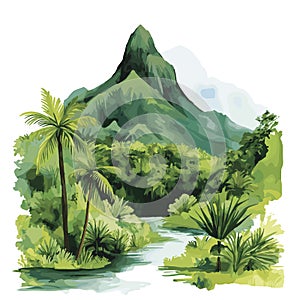 Montagne dArgent. Montagne dArgent hand drawn watercolor illustration