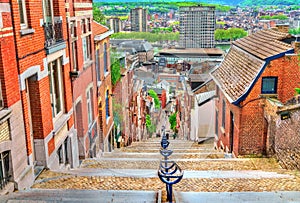 Montagne de Bueren, a 374-step staircase in Liege, Belgium photo