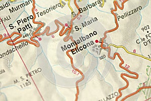 Montalbano Elicona. Map. The islands of Sicily, Italy photo