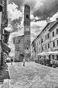 The medieval Palazzo dei Priori and the clocktower, Montalcino, Italy