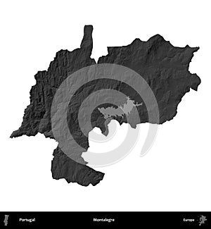 Montalegre, Portugal, isolated on white. Grayscale