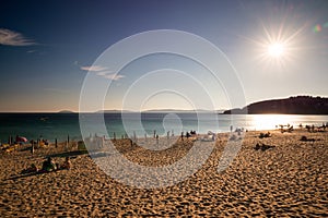 Montalvo beach in the Rias Baixas in Pontevedra at dusk photo