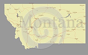 Montana accurate vector exact detailed State Map with Community