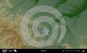 Montana outlined, Bulgaria. Physical