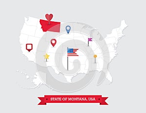 Montana State map highlighted on USA map