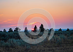 Montana sun setting on the plains