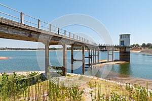 Montargil Dam and Bridge in the municipality of Ponte de Sor, Portalegre, Portugal