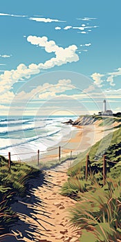 Montauk Lighthouse: A Richly Detailed Art Nouveau Beachscape