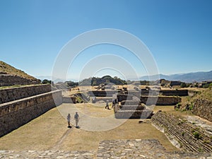 Monte Alban, Oaxaca, Mexico, South America - January 2018: [Biggest ruins of ancient Zapotec city at the top of the mountain, UNES