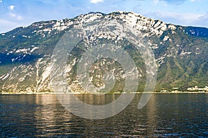 Monte Baldo reflecting evening sunlight across lake Garda